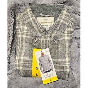 NWT Weatherproof Vintage Heavyweight Men's Shirt, Small, Plaid Gray